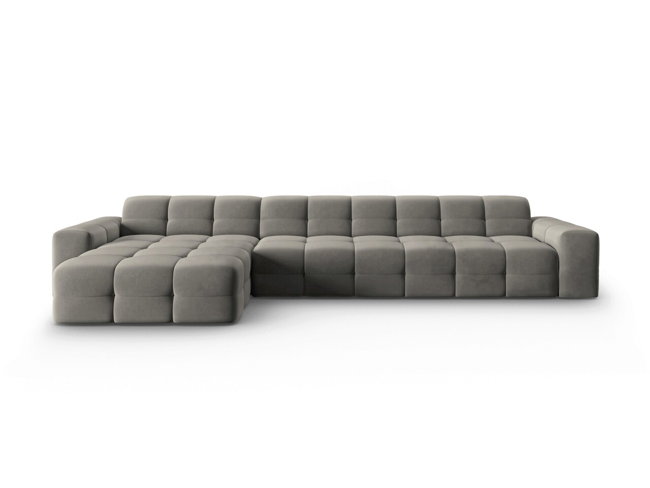 Coltar stanga 5 locuri, Kendal, Micadoni Home, BL, 357x173x79 cm, catifea, gri inchis Colțare